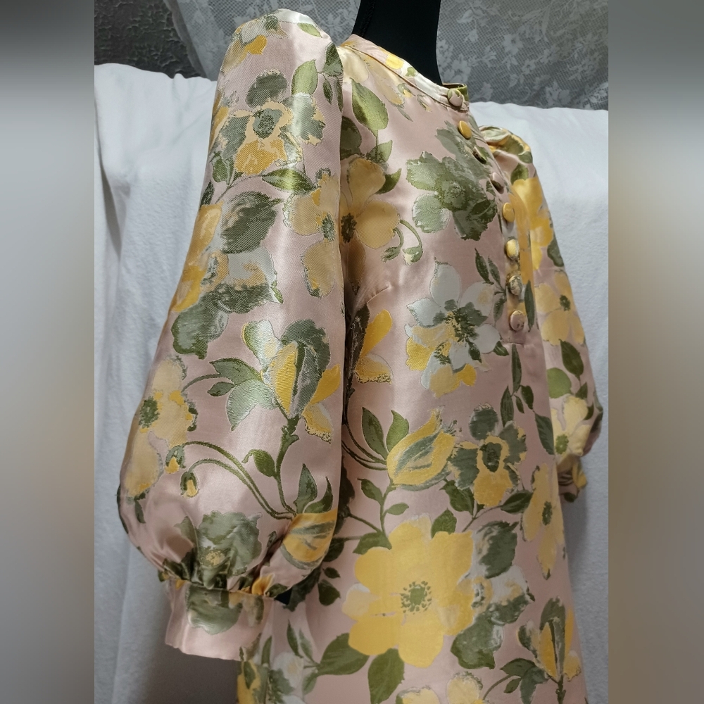 NWT Pomander Place Daylily Jacquard Samantha Dress Size XL In Pink And Yellow - Picture 7 of 9